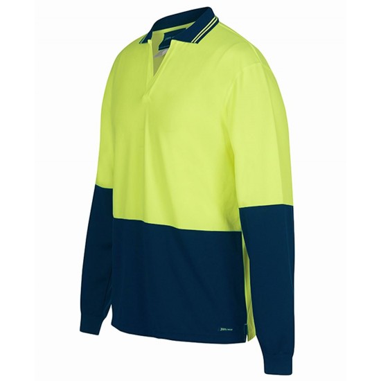 HI VIS L/S NON BUTTON POLO