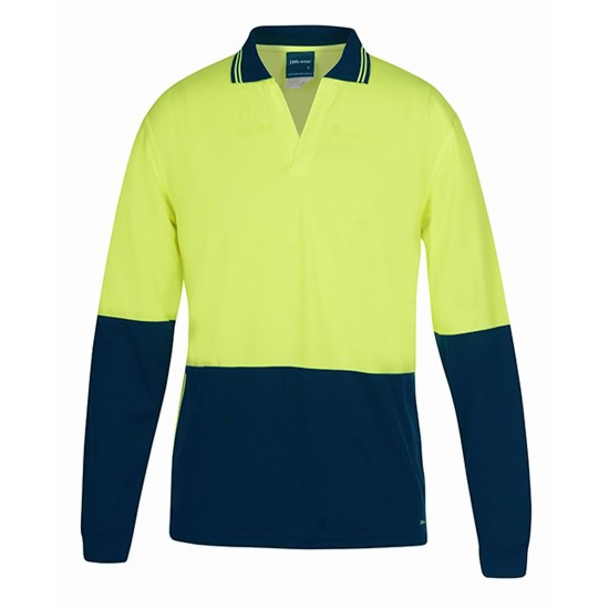 HI VIS L/S NON BUTTON POLO